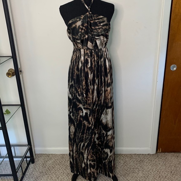 NWT H&M Animal Print Halter Maxi Dress SIZE 4 - Picture 2 of 10